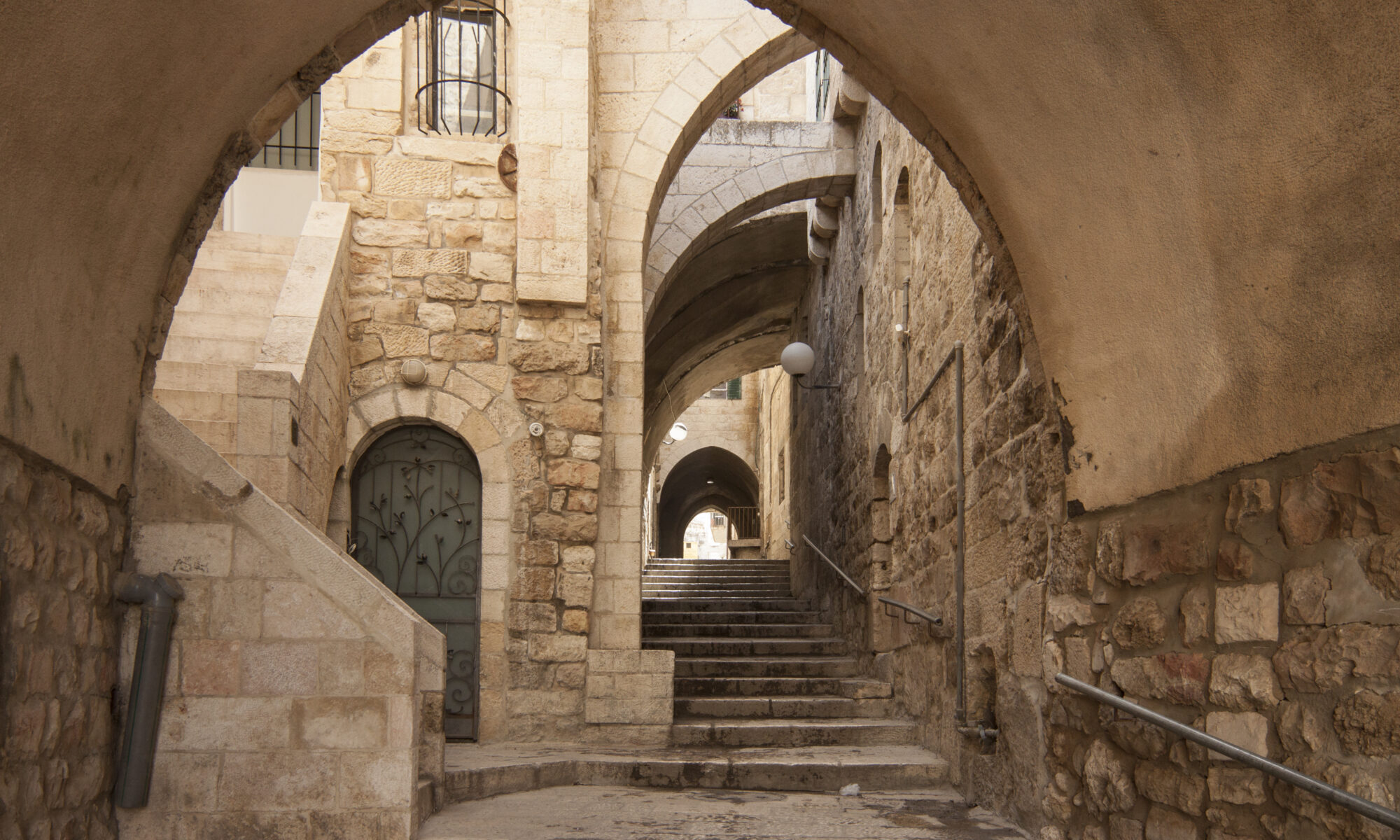An image of stairways and arches in the Old City of Jerusalem